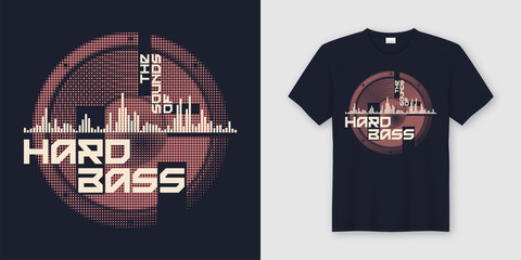 The sounds of hard bass t-shirt and apparel trendy design with s - obrazy, fototapety, plakaty