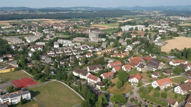 Flying over town near Greifensee