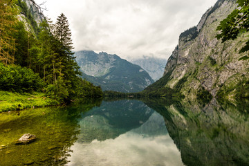 Naklejka na ściany i meble View of famous Lake Obersee. Nationalpark Berchtesgadener Land, Bavaria.