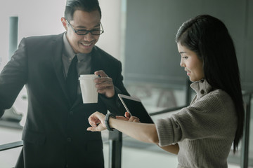 Two business working together discussing, actives,online business concept, partnership