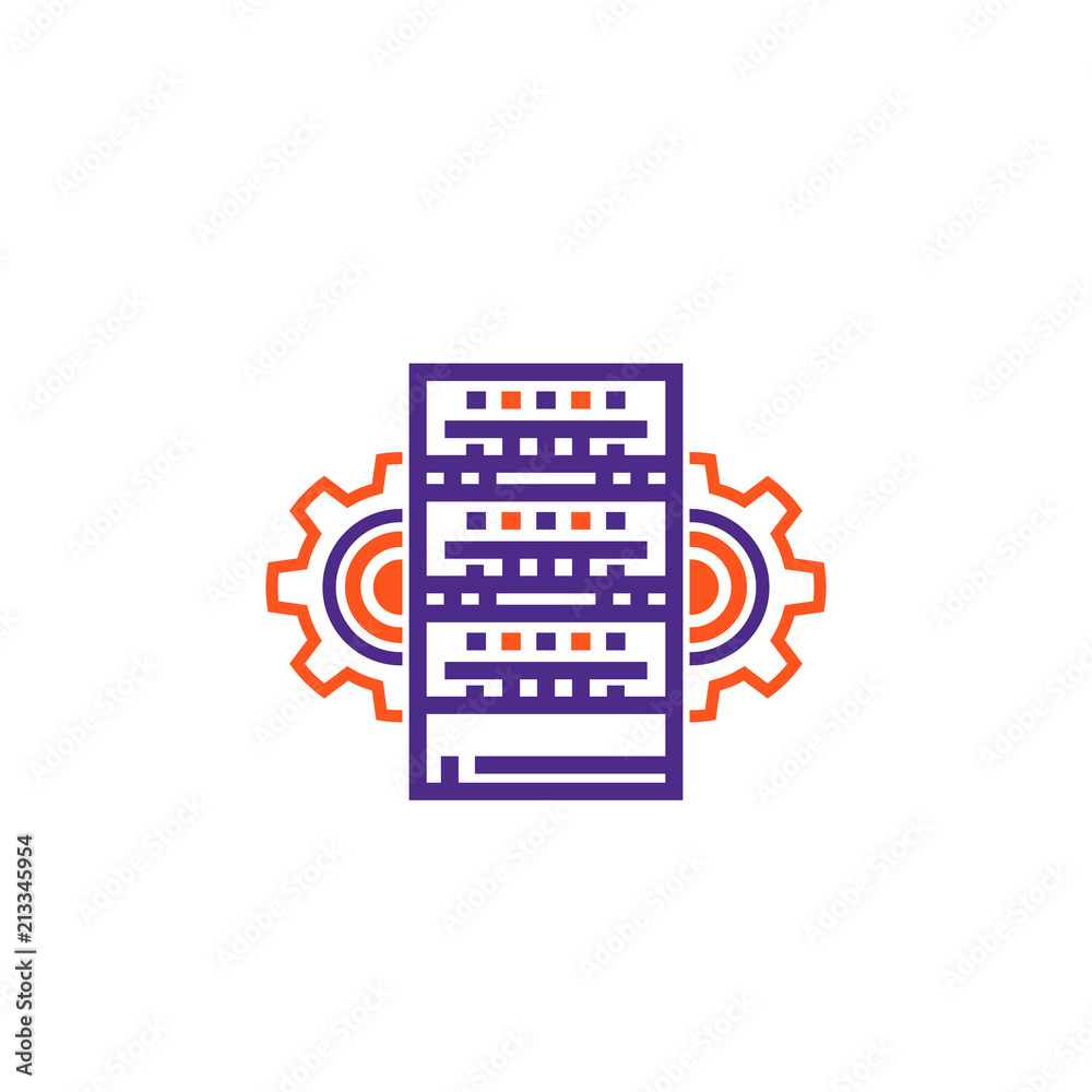 Canvas Prints server, hosting administration, network configuration vector icon