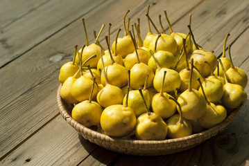 Pears in basket