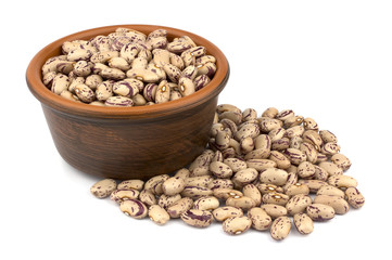 Haricot bean in bowl  isolated on white background