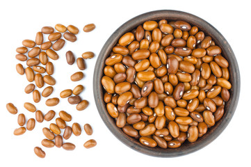 Haricot bean in bowl  isolated on white background