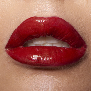 Wet red lips