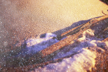 windshield car winter frost close
