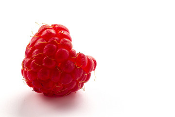 ripe raspberry on white background close up