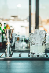 Bartender making alcoholic cocktails! Cocktail bar in summer 