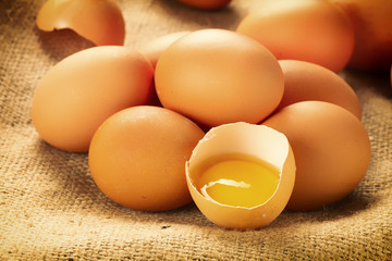 chicken eggs closeup