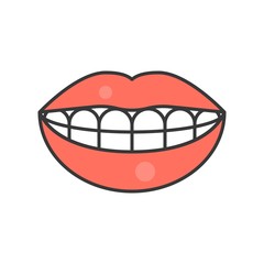 Obraz premium Smile teeth, dental related icon, filled outline