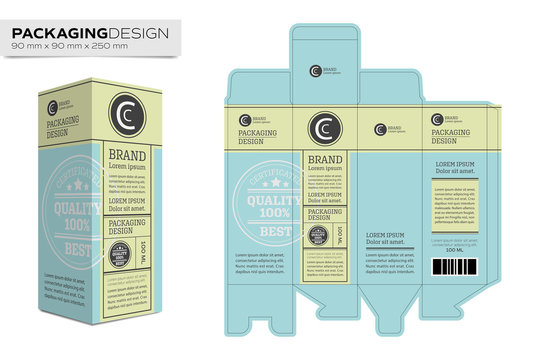 Packaging design template box layout for cosmetic product. Vintage concept vector
