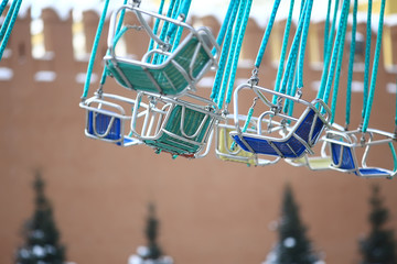 carousel moscow red square / day off on red square, spinning carousel