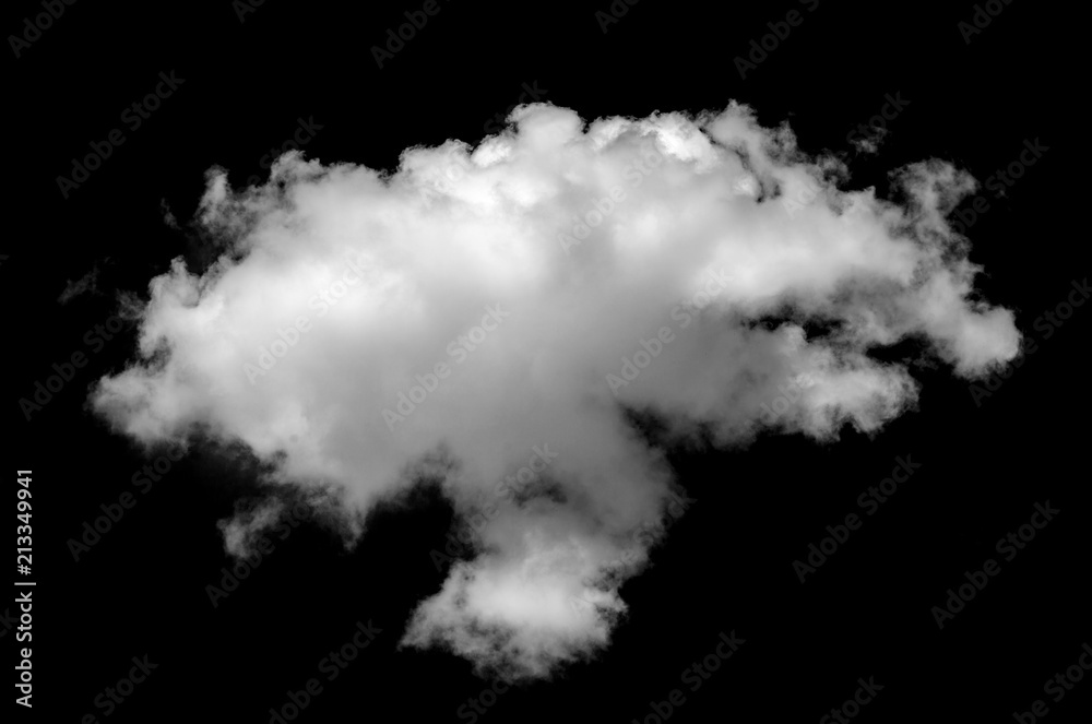 Wall mural single white cloud isolated on black background and texture