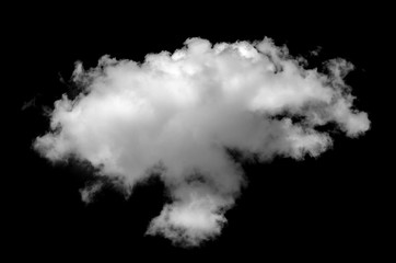 Single white cloud isolated on black background and texture