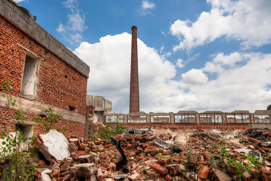 Ruins of abandoned and dilapidated factory