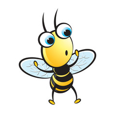surprised bee vector cartoon isolated on white back ground
