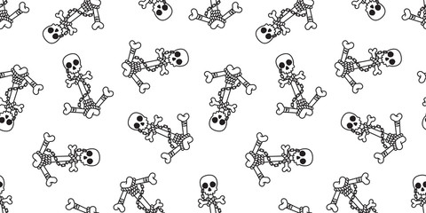 Anchor Seamless Pattern vector pirate skull boat Halloween helm bone chain Nautical maritime isolated background black