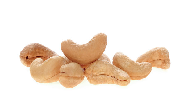 Cashew nut on white background.