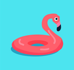 Rubber Flamingo Ring Isolated on Blue Background