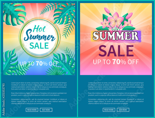 Hot Summer Sale Poster Up To 70 Off Banner Frame Stock Image And