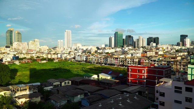 Bangkok, Thailand - July 3, 2018 : 4K High angle view of residential at Ratchadapisek area in Bangkok, Thailand 