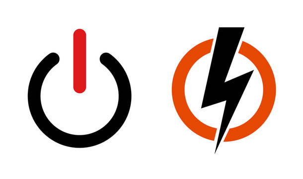 power icon and thunder vector