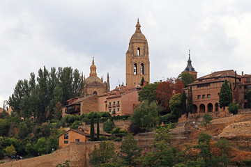 View of Castle, Old City and Templer Church, Segovia, Spain 