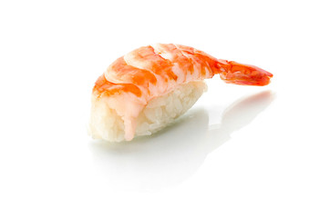 sushi with shrimp on white background