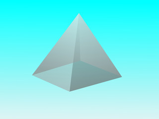 A transparent white pyramid shape illustration for logo on blue background