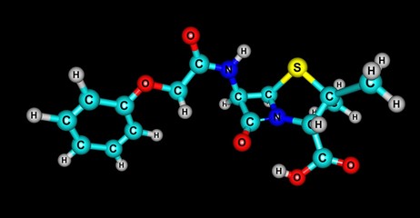 Ceftolozane molecular structure isolated on black