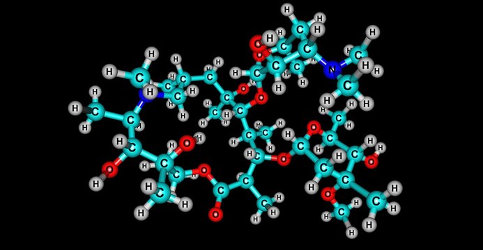 Azithromycin molecular structure isolated on black
