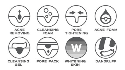 skin icon vector / acne removing pore tightening cleansing foam gel pack whitening dandruff