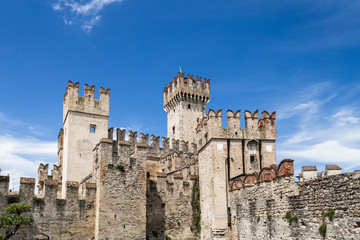 Fototapeta na wymiar Scaligero castle guarding the entrence of the Sirmione medieval town by lake Garda in Lombardy in north Italy.
