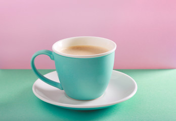 Cup of coffee with milk in a cup