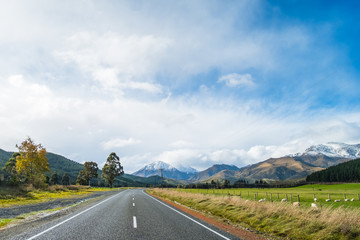 A road to the snow mountain. Fiordland, New Zealand.