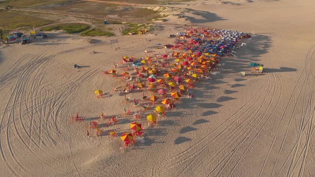 Beach umbrellas on the sand 