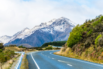 Naklejka premium A road to the snow mountain. Fiordland, New Zealand.