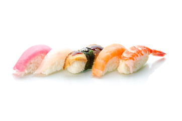 Nigiri sushi set isolated on white