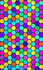Honeycomb many color, multicolored. Isometric geometry. 3D illustration