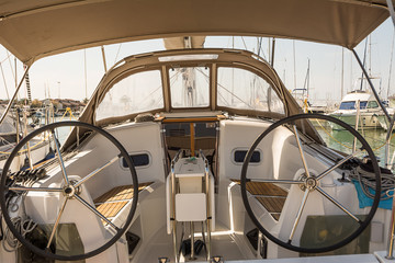 Cockpit of a sailboat