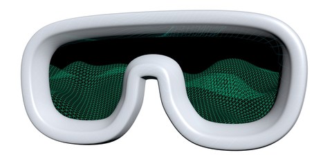 Virtual reality mask illustration on white background. VR glasses technology concept. 3D illustration