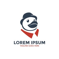 Unique duck logo template. vector. editable. simple shape. minimalist color. memorable