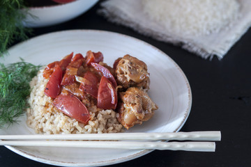Rice with chicken and vegetables