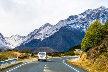 A road to the snow mountain. Fiordland, New Zealand.