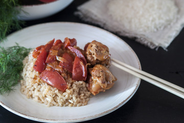Rice with chicken and vegetables
