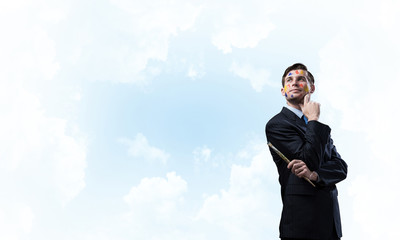 Inspiration of young creative businessman