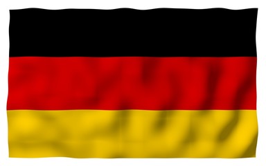 Flag of Germany. Wide format 3D illustration. State symbol of the Federal Republic of Germany. 3D rendering
