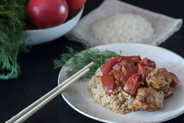 Rice with chicken and vegetables