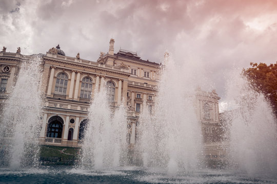 Odessa Opera Theatre With Fountain;