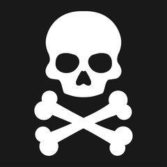 Crossbones, death skull, danger or poison flat icon for apps and websites